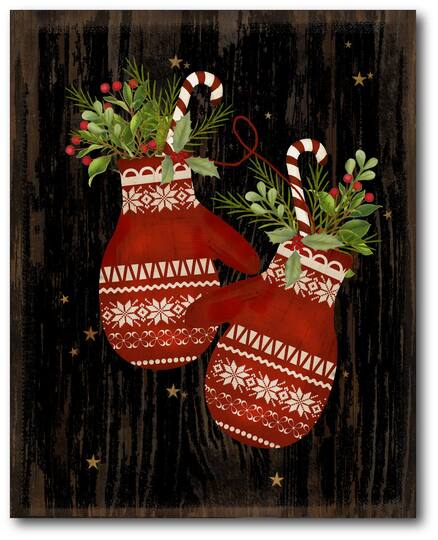 Courtside Market® Christmas Mittens Floral Gallery-Wrapped Canvas Wall Art | 20" x 24" | Michaels®